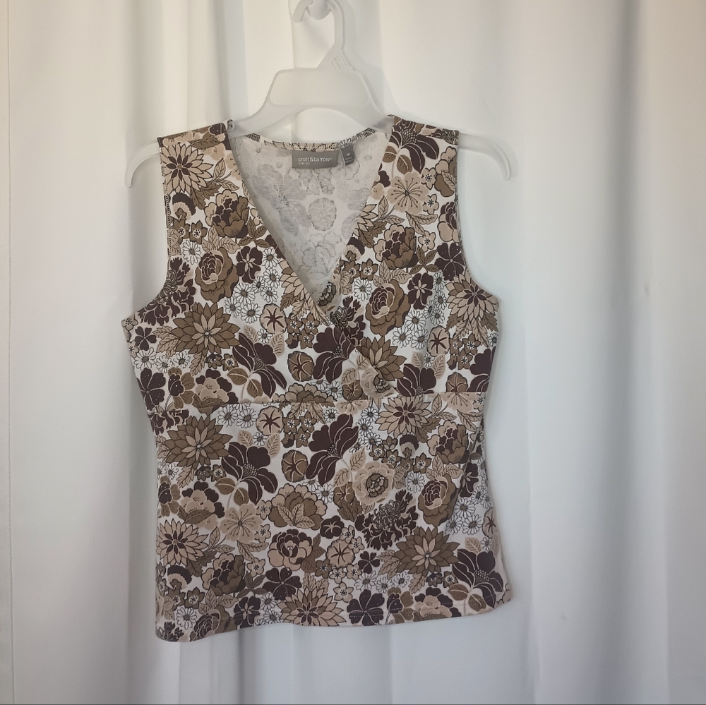 Croft Barrow Womens Y2K Forest Fairy Babydoll Knit Tank Top Medium Bloomcore
